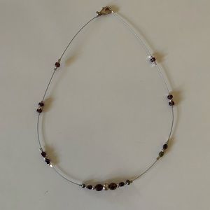 Purple Crystal and metallic bead necklace